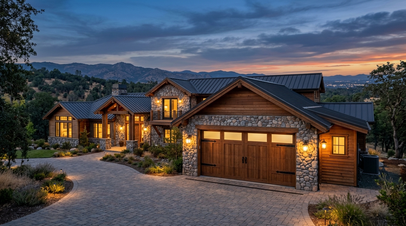 Rancho Cordova Garage Door Service Exterior Closed Garage Door at Twilight